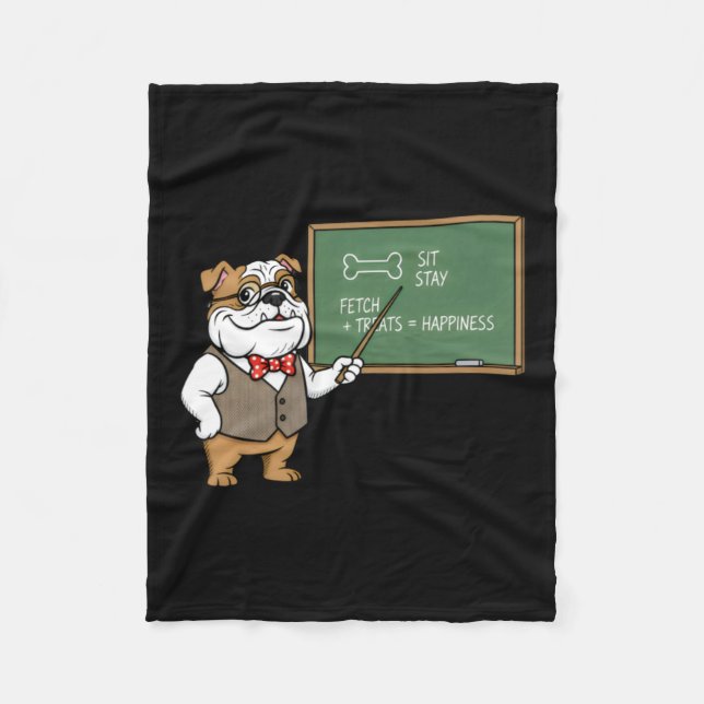 Funny Bulldog Is Teaching Fleece Blanket (Front)