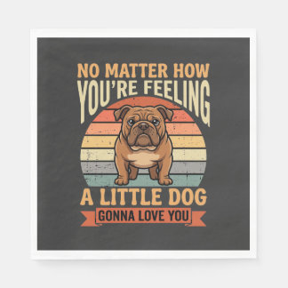 Funny Bulldog Love Quote Retro Dog Napkin