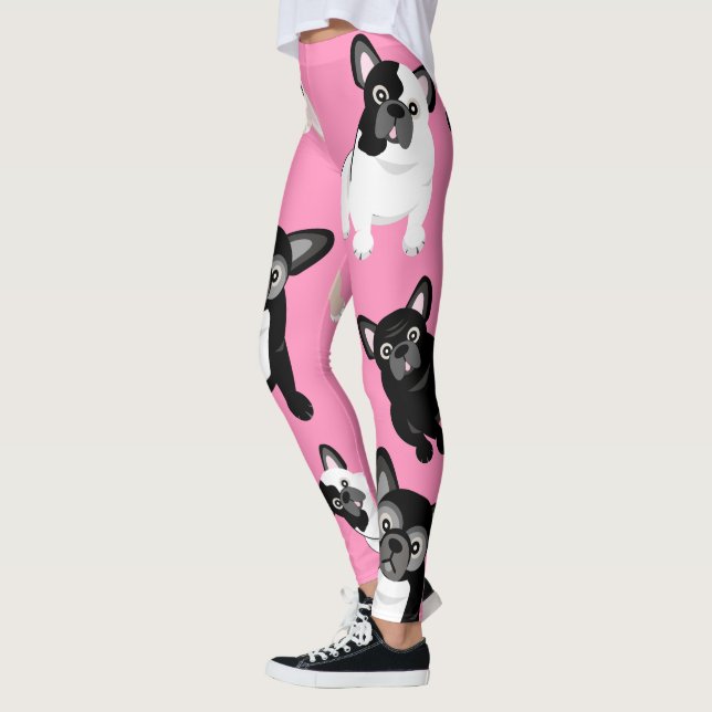 Funny Bulldog Puppies Custom Colour Leggings (Left)