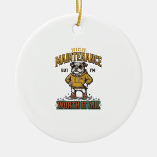 Funny Bulldog Quote Vintage Engraving T-Shirt Desi Ceramic Ornament