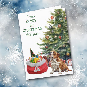Funny Bulldog Ready for Christmas Holiday Card