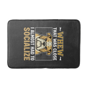 Funny Bulldog Socialise Dog Bath Mat