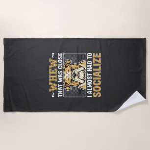 Funny Bulldog Socialise Dog Beach Towel