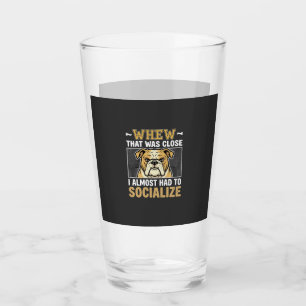 Funny Bulldog Socialise Dog Glass