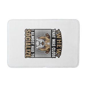 Funny Bulldog Socialise Vintage Vector Shirt Desig Bath Mat