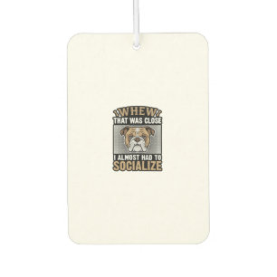 Funny Bulldog Socialise Vintage Vector Shirt Desig Car Air Freshener