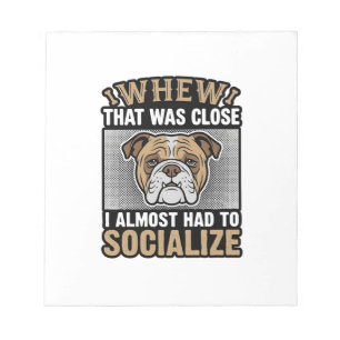 Funny Bulldog Socialise Vintage Vector Shirt Desig Notepad