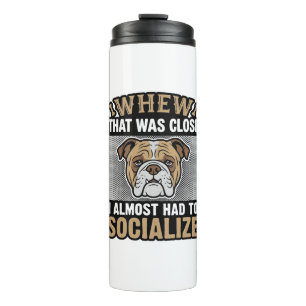 Funny Bulldog Socialise Vintage Vector Shirt Desig Thermal Tumbler