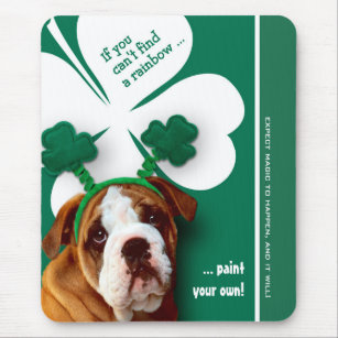Funny Bulldog St. Patrick's Day Gift Mouse Pad