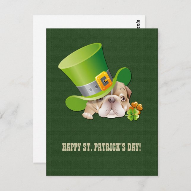 Funny Bulldog St.Patrick's Day Postcards (Front/Back)