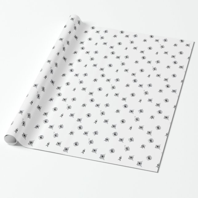 Funny Bullet Holes Wrapping Paper (Unrolled)