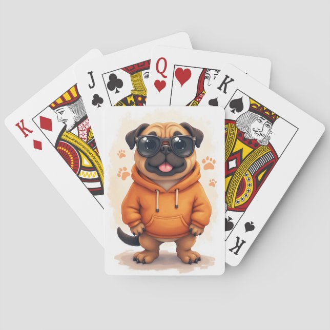 Funny Bullmastiff Kawaii Dog Playing Cards (Back)