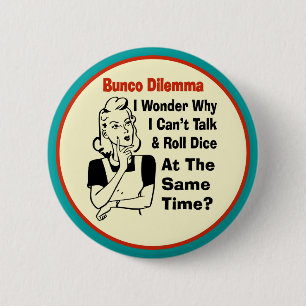 Funny Bunco Dilemma With Retro Woman 6 Cm Round Badge