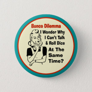 Funny Bunco Dilemma With Retro Woman 6 Cm Round Badge