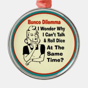 Funny Bunco Dilemma With Retro Woman Metal Ornament