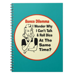 Funny Bunco Dilemma With Retro Woman Notebook