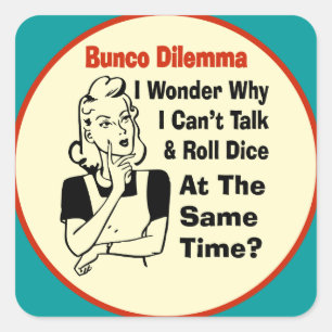 Funny Bunco Dilemma With Retro Woman Square Sticker