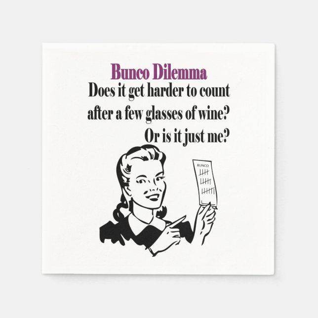Funny Bunco Drinking Wine Counting Dice Napkin (Front)
