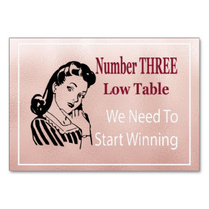 Funny Bunco Number Three Low Table Card