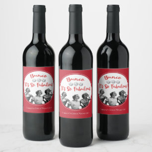 Funny Bunco Player Dice Game Party Wine Label