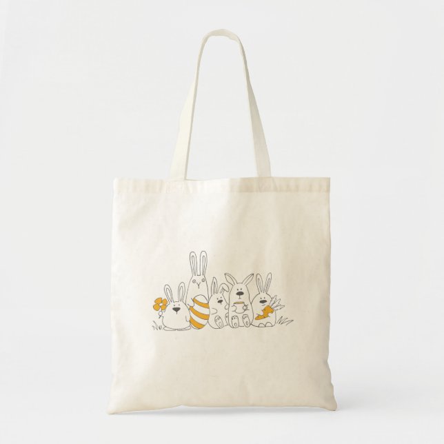 Funny Bunnies Doodle Tote Bag (Front)