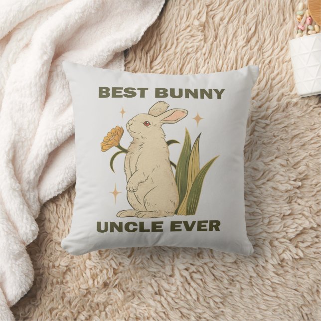 Funny Bunny, Best Bunny Uncle Ever, Bunny Lover  Cushion (Blanket)