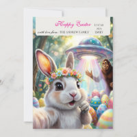 Funny Bunny Bigfoot UFO Easter Personalized Family