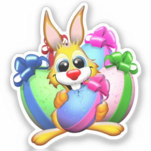 Funny Bunny biting an Easter Egg