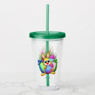 Funny Bunny biting an Easter Egg Acrylic Tumbler