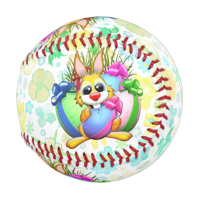 Funny Bunny biting an Easter Egg Baseball (Front Right)