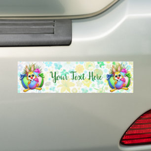 Funny Bunny biting an Easter Egg Bumper Sticker