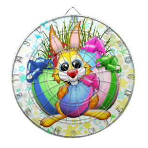 Funny Bunny biting an Easter Egg Dartboard
