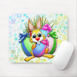Funny Bunny biting an Easter Egg Mouse Pad