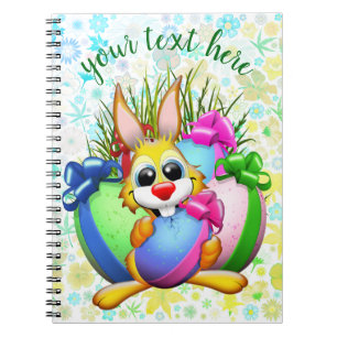 Funny Bunny biting an Easter Egg Notebook