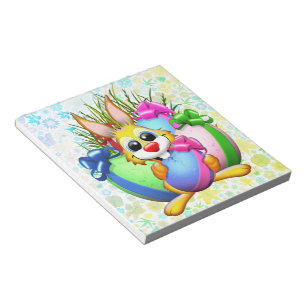 Funny Bunny biting an Easter Egg Notepad