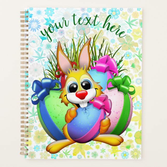 Funny Bunny biting an Easter Egg Planner (Front)