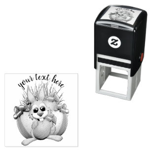Funny Bunny biting an Easter Egg Self-inking Stamp
