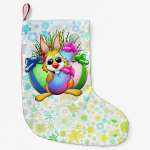 Funny Bunny biting an Easter Egg Small Christmas Stocking