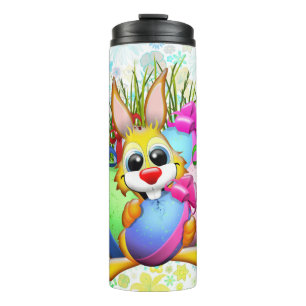 Funny Bunny biting an Easter Egg Thermal Tumbler