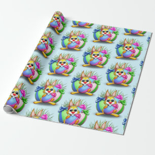 Funny Bunny biting an Easter Egg Wrapping Paper