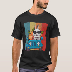 Funny Bunny Carrot Truck Sunglasses Easter Day Ret T-Shirt
