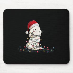 Funny Bunny Christmas Graphics Animal Lights Lover Mouse Pad