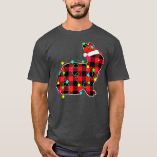 Funny Bunny Christmas Tree Red Plaid Xmas Animals T-Shirt