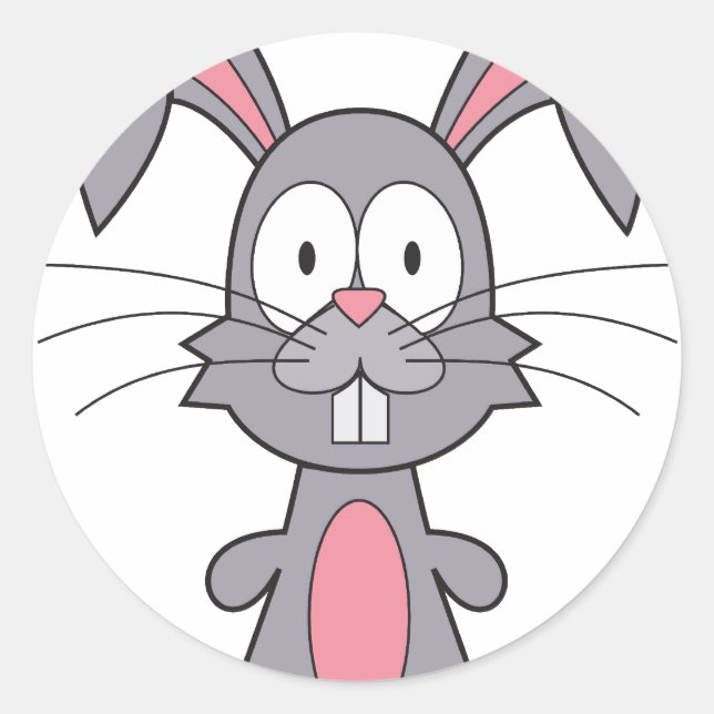 Funny Bunny Classic Round Sticker (Front)