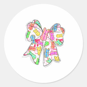 Funny Bunny Coquette Bow Rabbit Lovers Easter Retr Classic Round Sticker