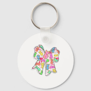 Funny Bunny Coquette Bow Rabbit Lovers Easter Retr Key Ring
