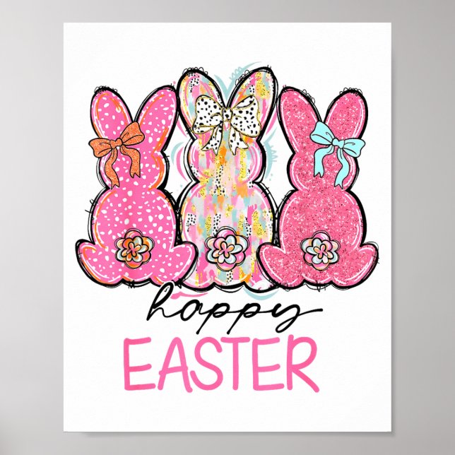 Funny Bunny Coquette Bow Rabbit Lovers Happy Easte Poster (Front)