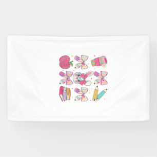 Funny Bunny Coquette Bow Rabbit Teacher Easter Ret Banner