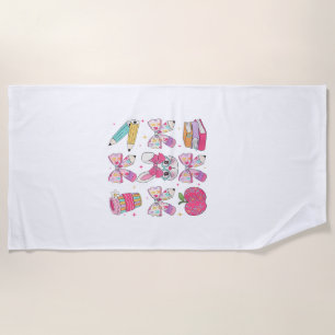 Funny Bunny Coquette Bow Rabbit Teacher Easter Ret Beach Towel