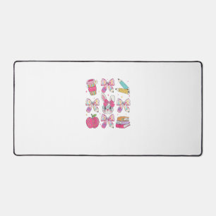 Funny Bunny Coquette Bow Rabbit Teacher Easter Ret Desk Mat